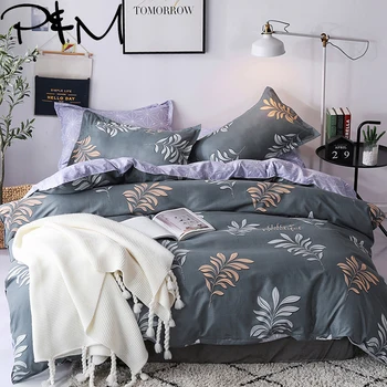 

Papa&Mima Modern bedlinens Tree leaves print bedding set Sheet Pillowcase Duvet Cover Sets Bedclothes set DropShipping