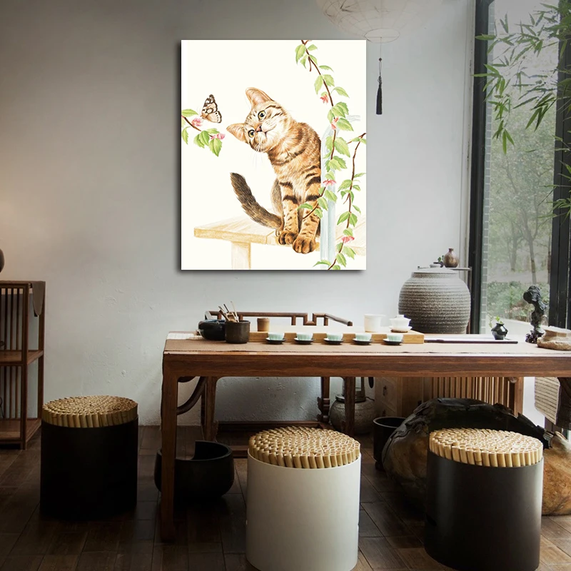 

DIY colorings pictures by numbers with cat picture drawing Relief painting by numbers framed Home