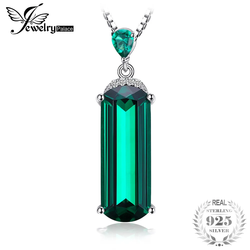 JewelryPalace Необычные Cut 4.4ct создан зеленый изумруды Genuien 925 пробы серебряный кулон