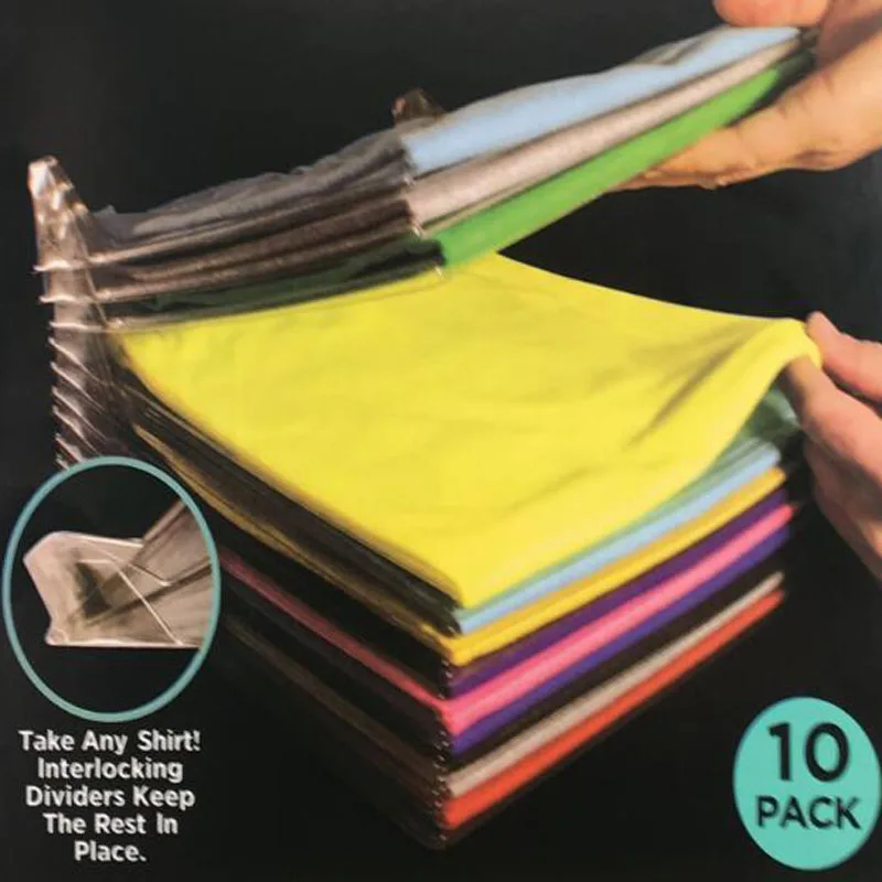

10 Layer Fast Clothes Fold Board Clothing Organization System Shirt Folder Travel Closet Drawer Stack Household Closet Organizer