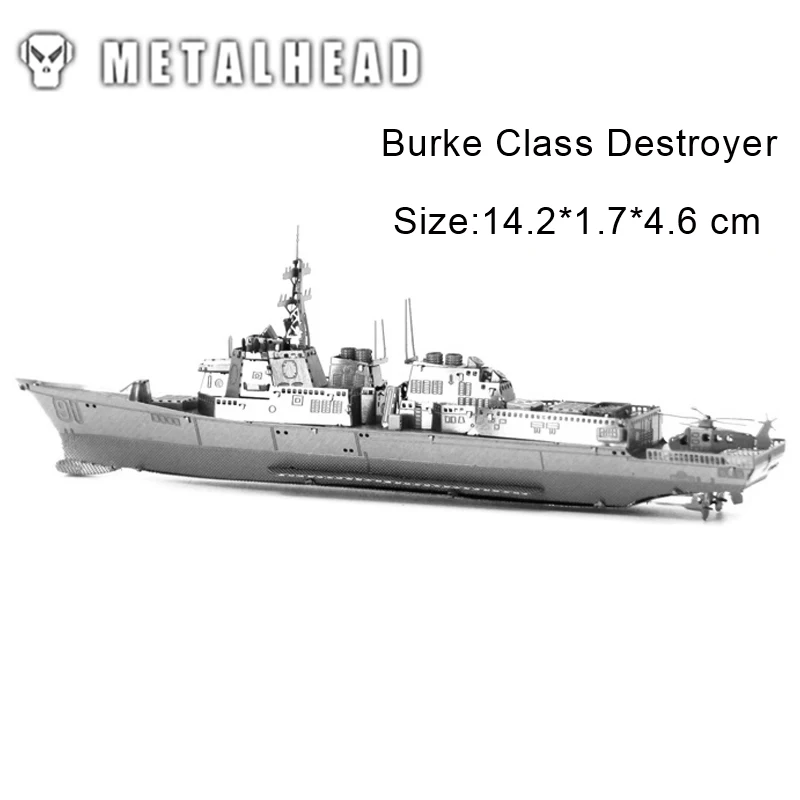 

Mini Burke Class Destroyer Metal Puzzle 3D Laser Cut Kits Model Jigsaw DIY Adult Kids Educational Decoration Toys Birthday Gifts