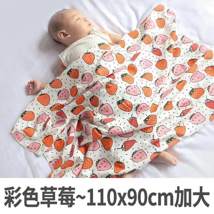 red strawberry110x90 Одеяло для новорожденных из чистого хлопка, грудное вскармливание, портативный чехол для коляски, плед для малышей, тонкое одеяло - Цвет: red strawberry110x90