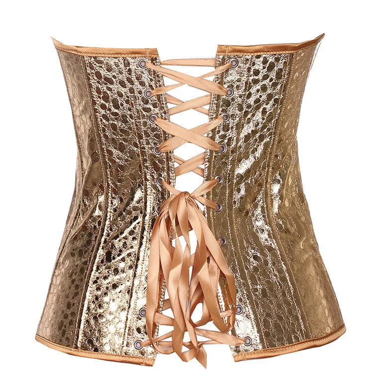 Women Sexy Corset Overbust Waist Training Corsets Top Body Shaper Golden Gothic Corselet Plus