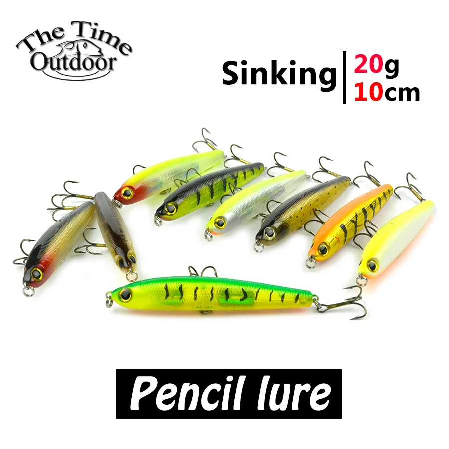 

1 pcs multi color flutter stick pencil fishing lure hard plastic fishing bait sinking minnow lure with very sharp hook