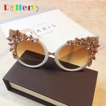 Ralferty Handgemaakte Rhinestone Crystal Zonnebril Vrouwen Cat Eye Zonnebril Merk Designer UV400 Crystal Diamond Eyewear G019