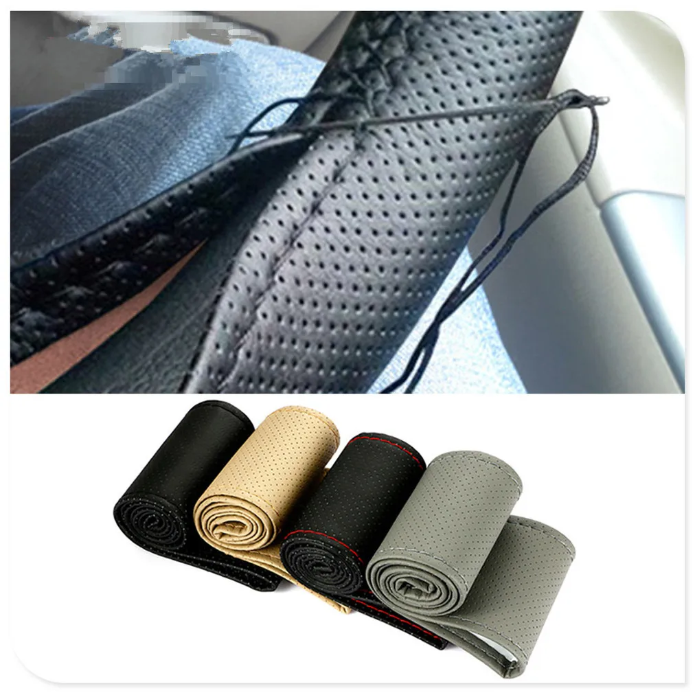 

Car Braid Wheel Steering Cover Thread 38cm for KIA SOLARIS Verna IX25 IX35 IX45 Sonata 8 Any Cars Cadenza Telluride