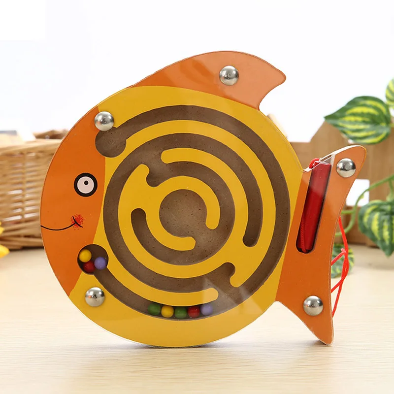 Новые деревянные магнитные игрушки-лабиринты серия с персонажами из мультфильмов о животных интеллектуальные игры маленькая ручка пазл лабиринт Детские развивающие игрушки для детей