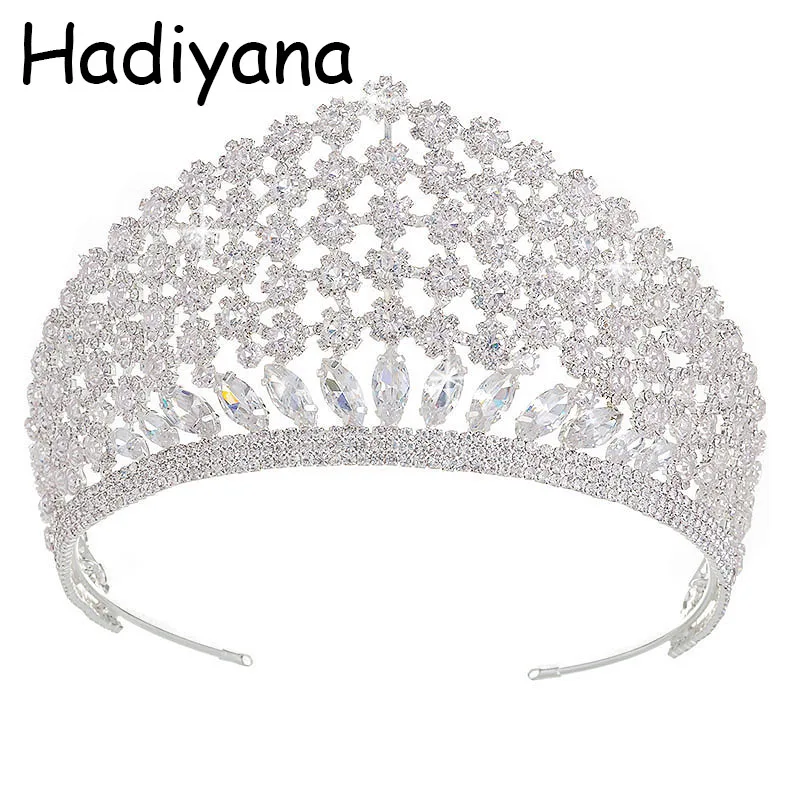 

Hadiyana 2018 Luxury Clear CZ Bridal Crown Wedding Hair Jewelry Accessories Headpiece Tiaras Women Crowns Pageant Design HG6032