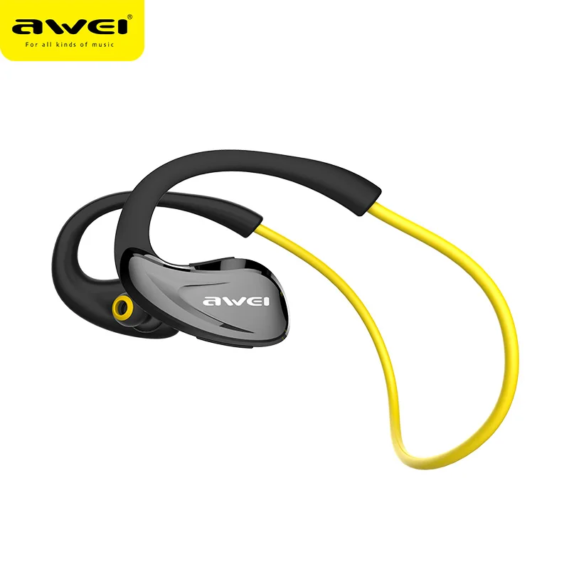 Awei A880BL, Bluetooth наушники для телефонов, беспроводные наушники с микрофоном, NFC, APT-X, Спортивная гарнитура для бега, спортзала, 10 часов, время прослушивания музыки - Цвет: Yellow