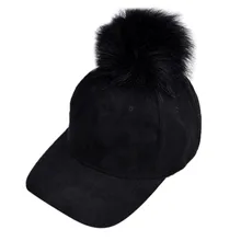 Женская зимняя бейсбольная кепка в стиле хип-хоп из замши с бархатным блеском, однотонная пушистая большая помпон Регулируемая бейсбольная шапка