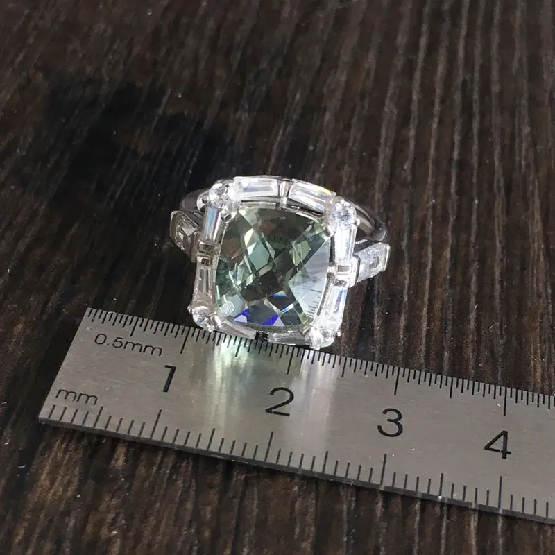 CSJ Настоящее натуральное зеленое кольцо с аметистом 925 пробы серебро 10*12 мм Подушка огранка для женщин и леди свадебные Engagment вечерние подарочная коробка