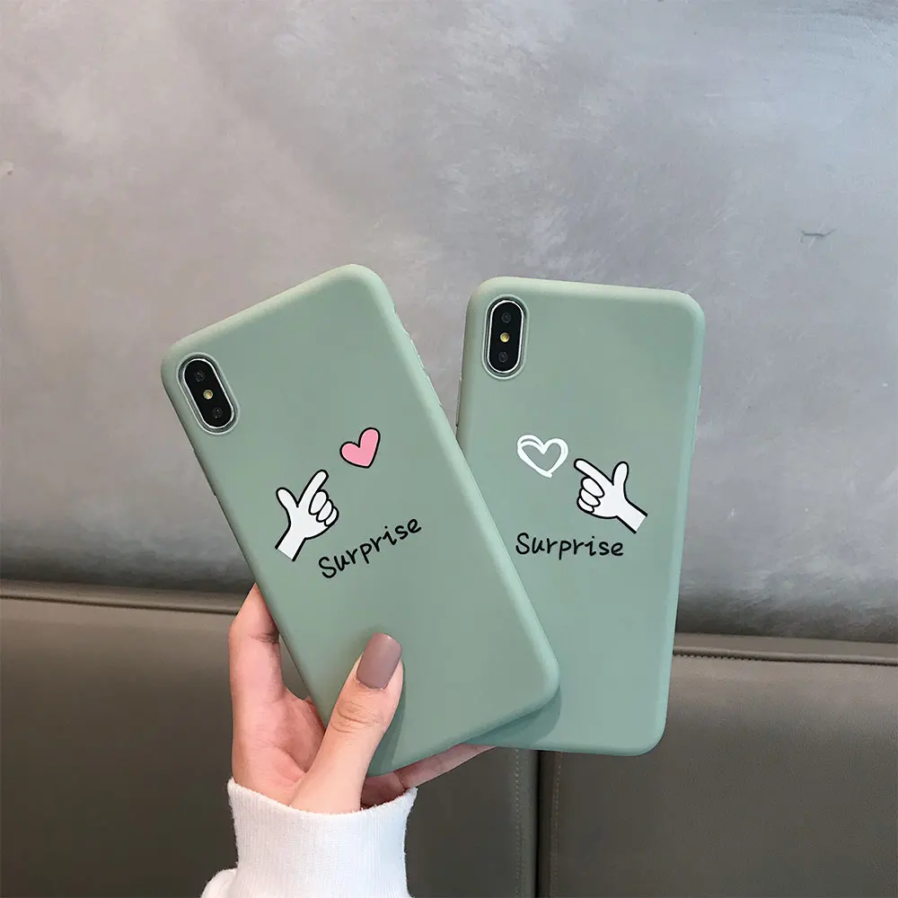 

Plain Soft TPU Phone Case For iPhone 8 Plus 7 Plus X XR XS Xs Max Cases Couples Love Cover For iPhone 6S Plus 6 Plus Cute Cases