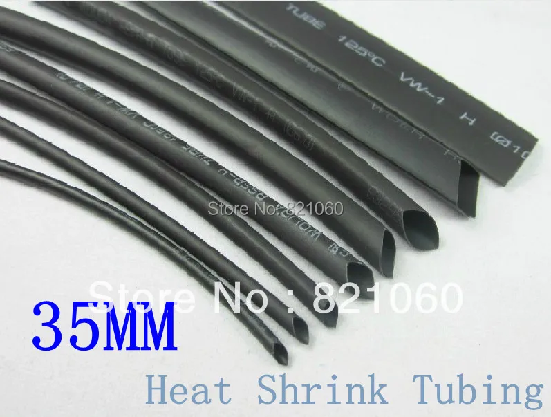 Черный 35 мм термоусаживаемые трубки 35 мм внутренняя Диаметр изоляции Термоусадочные трубки(2 м/лот