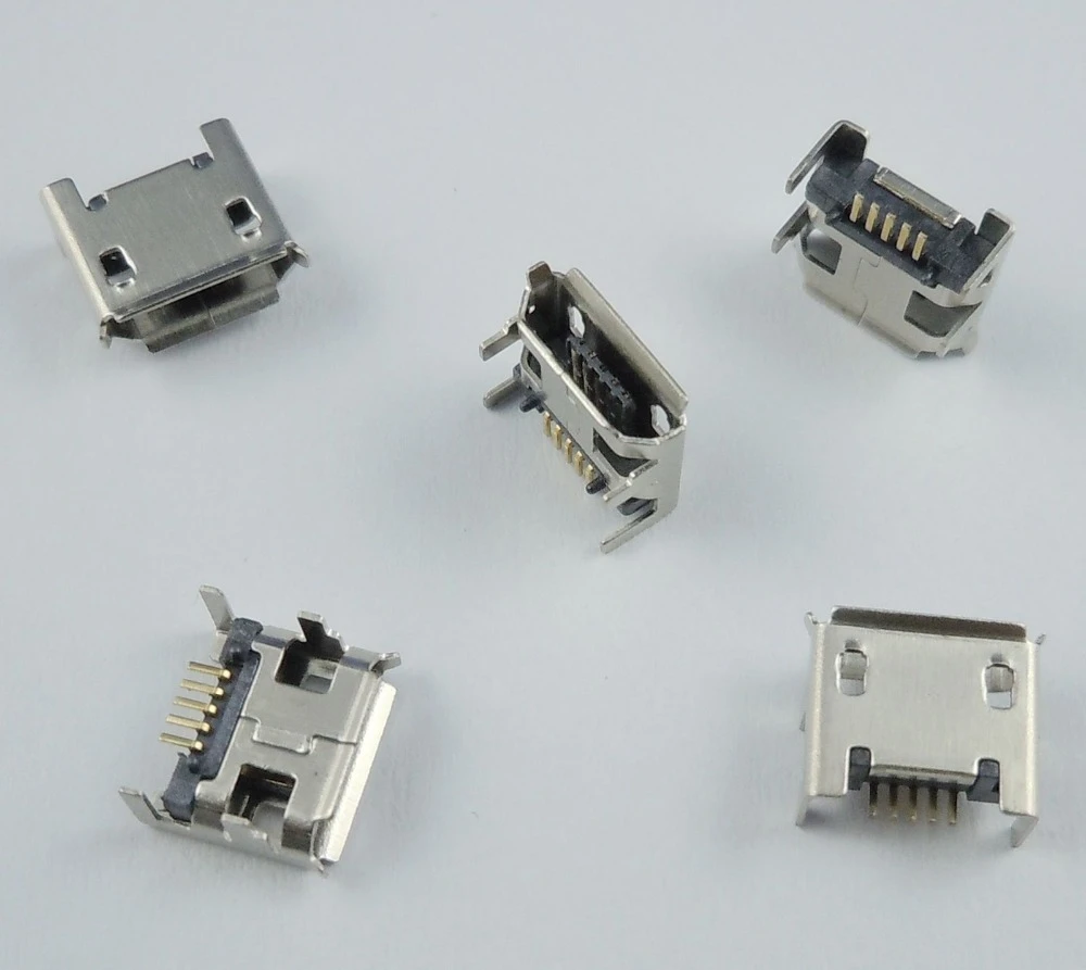 Conector Micro USB tipo B hembra de 5 pines, de 4 Patas DIP, 50 Uds.|4 pin female connector|4 pin femalel connector - AliExpress