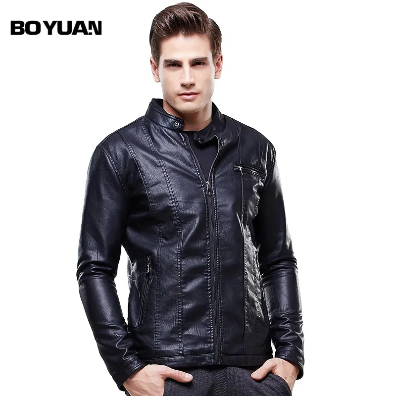 BOYUAN Leather Jacket Men Jaquetas De Couro Masculino