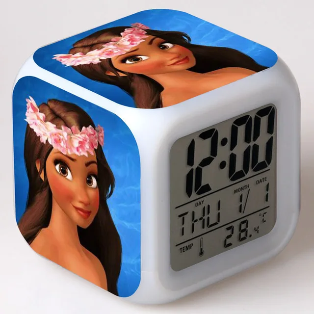 Фильм ТВ Moana часы цифровые часы принцесса предпродажа Моана Мауи Waialik игрушки heihei 7 цветов светодио дный светодиодный ночной будильник - Цвет: Красный