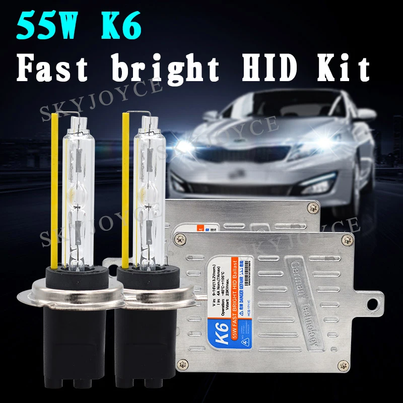 2020 SKYJOYCE 55 Вт K6 Быстрый Яркий комплект HID light старт Балласт 5500K супер яркий H1 H7 H11 9005