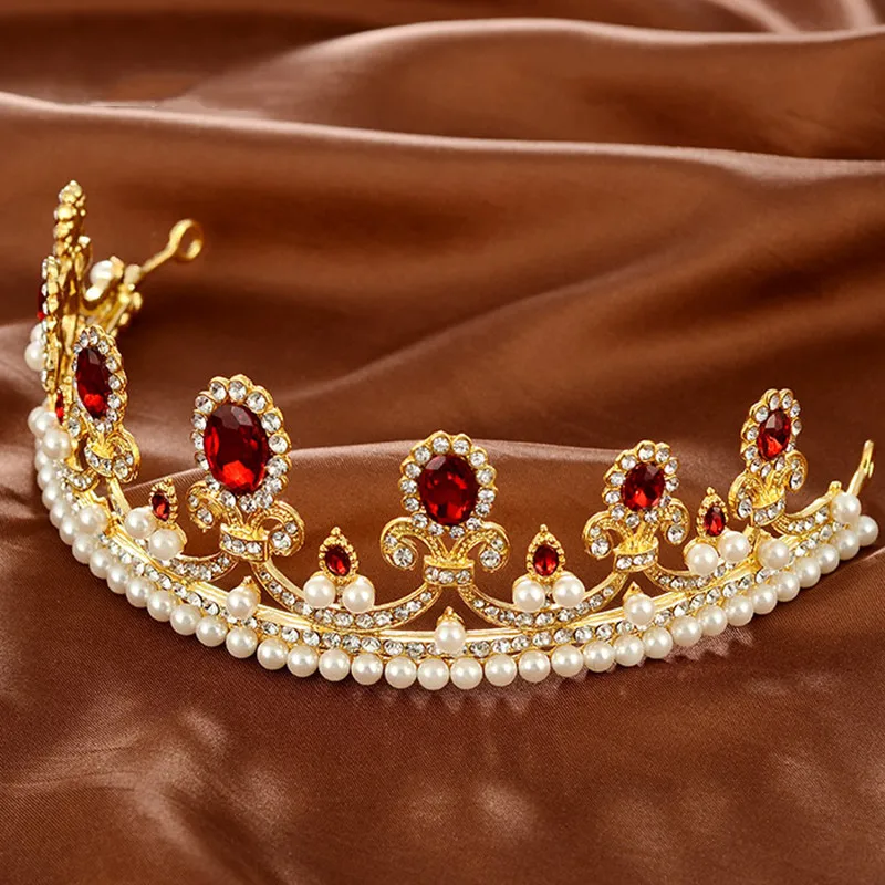 New-Sale-Europe-Style-High-quality-Red-Opal-Women-Elegant-Luxurious-Wedding-Bridal-Crown-Headwear-Wedding (3)