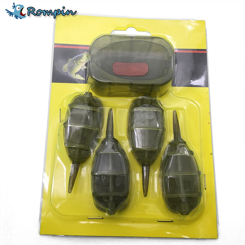 

Rompin 4Pcs/Set (15g 20g 25g 30g) Carp Fishing Feeder Tool Inline Method Feeder with Mould Carp Lead Sinker Free Lead