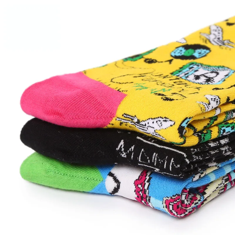 Для мужчин носки для девочек Забавные удобные носки из хлопка новинка весны 2019 года человек Harajuku творческий цвет Хит хлопковые носки пара