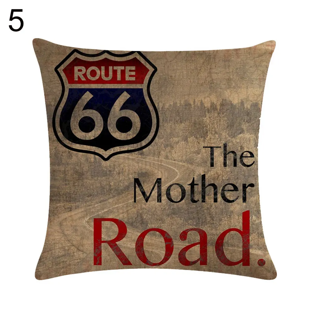 Винтажный двухсторонний наволочка 45*45 Route 66 наволочки льняные чехлы на подушки декоративные подушки Подушка для тела - Цвет: 5