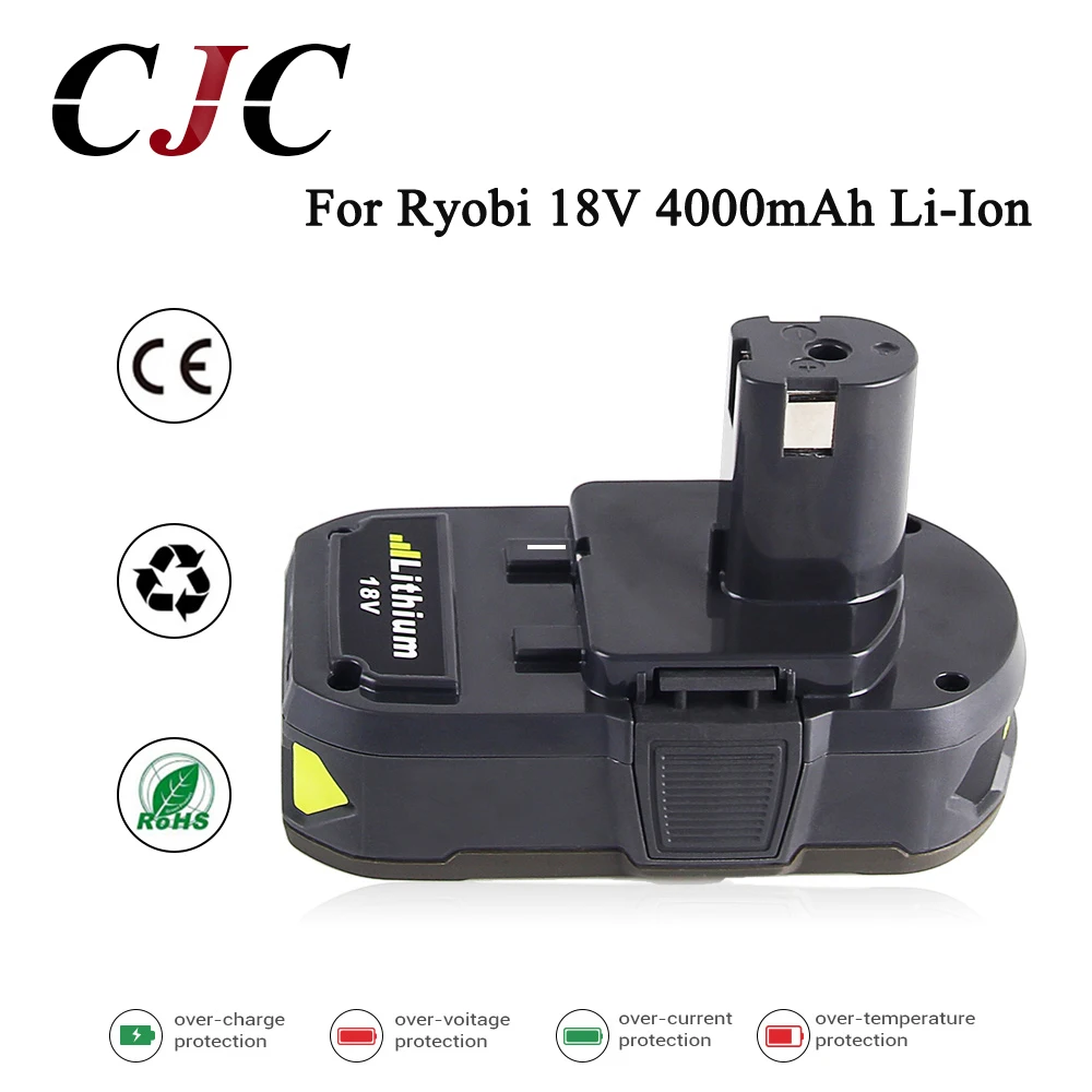 

Eleoption 18V 4000mAh Li-Ion For Ryobi P108 RB18L40 High Capacity Rechargeable Battery Pack Power Tool Battery For Ryobi ONE+