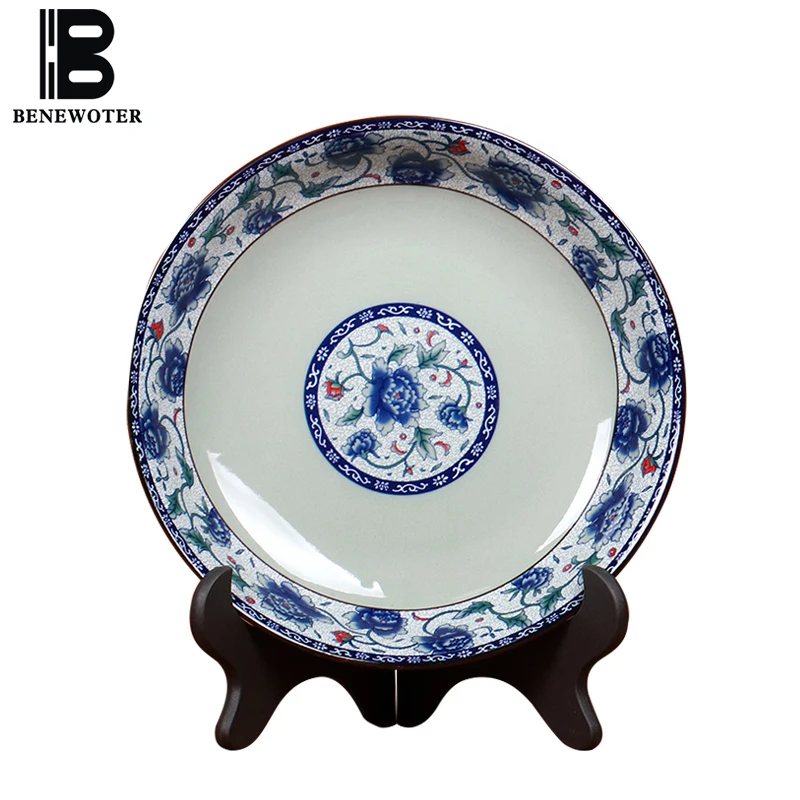 

Retro Chinese Tableware Blue and White Porcelain Dinner Plate Ceramics Fruit Cake Dish Restaurant Dinnerware Kitchen Accessories