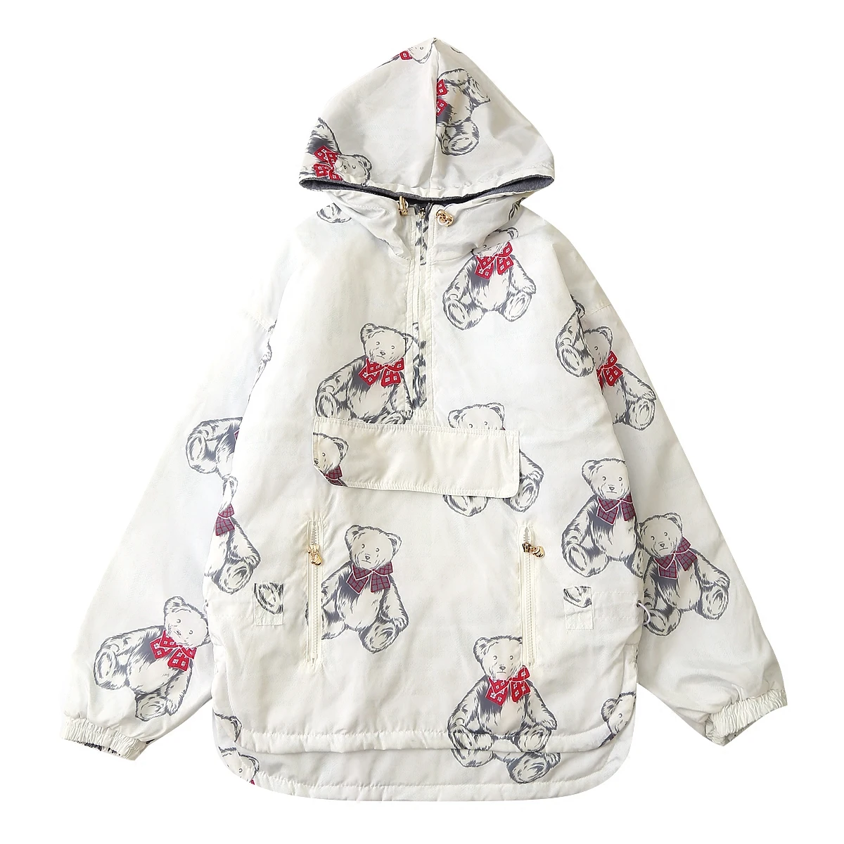 

Korean Fashion Sweet Women Winter Hooded Parkas Coats Cute Bear Print Thick Velets Warm Outerwear Hoodies Jackets Warm Loose