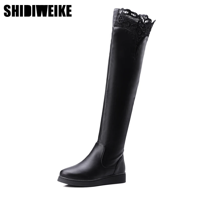 

winter High Boots Platform Boots Women Over the Knee Boots PU leather Long Boots High Heels Fur Plush flat Shoes Woman x170