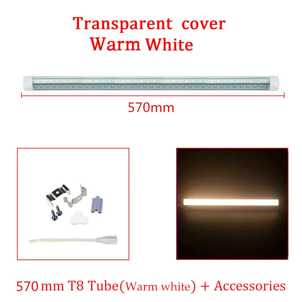 V-Форма Интегрированный Светодиодный лампы трубки T8 570 мм 20W лампа дневного света, 2 ФТ светодиодный ламповый светильник 2 средства ухода за кожей стоп AC85-265V 96 Светодиодный s SMD2835 светодиодный светильник супер яркий 2000lm - Испускаемый цвет: Warm Clear Cover