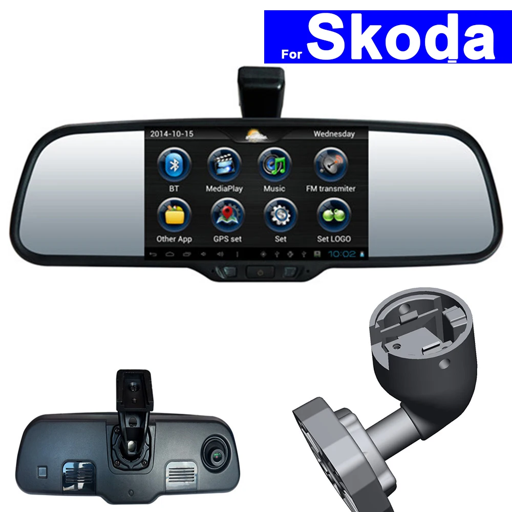 Touch Screen Car Rear View Mirror DVR GPS Navi Bluetooth WIFI for Skoda