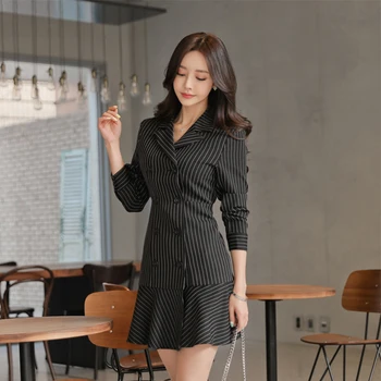 

Fashion women comfortable double breasted coat new arrival autumn winter sexy elegant striped ruffle outerwear long coat Jacket