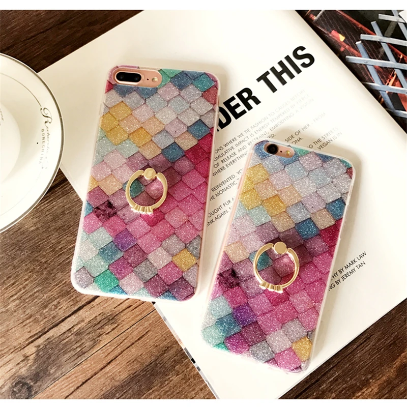 

PAWPAW Fashion Color Fish Scale Mobile Shell for iphone 7 8 plus Case for iphone 6 6s plus X