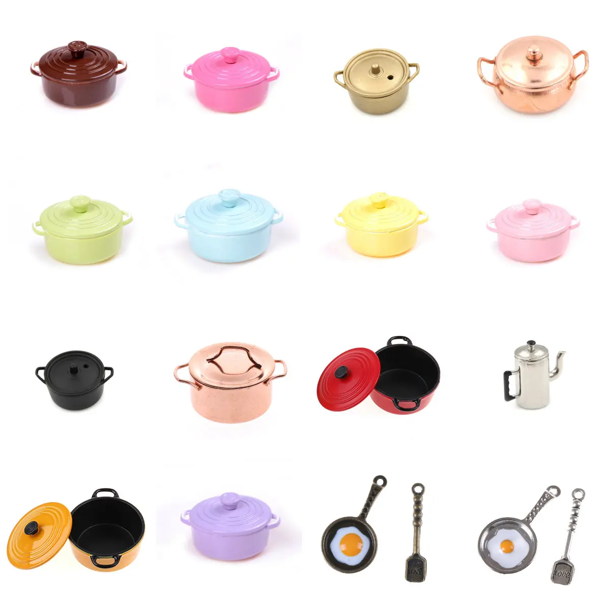 

Hot Mini Pot Boiler Pan with Lid Kettle Doll house Accessories Dollhouse Miniature Kitchen Utensil Cooking Ware Play Kitchen Toy