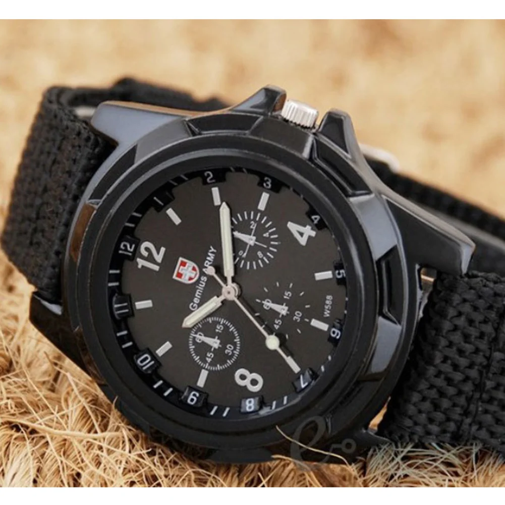 Men Casual Wristwatch Soldier Military Army Men 's Sport Style Canvas Belt Quartz Wrist Watch For Male