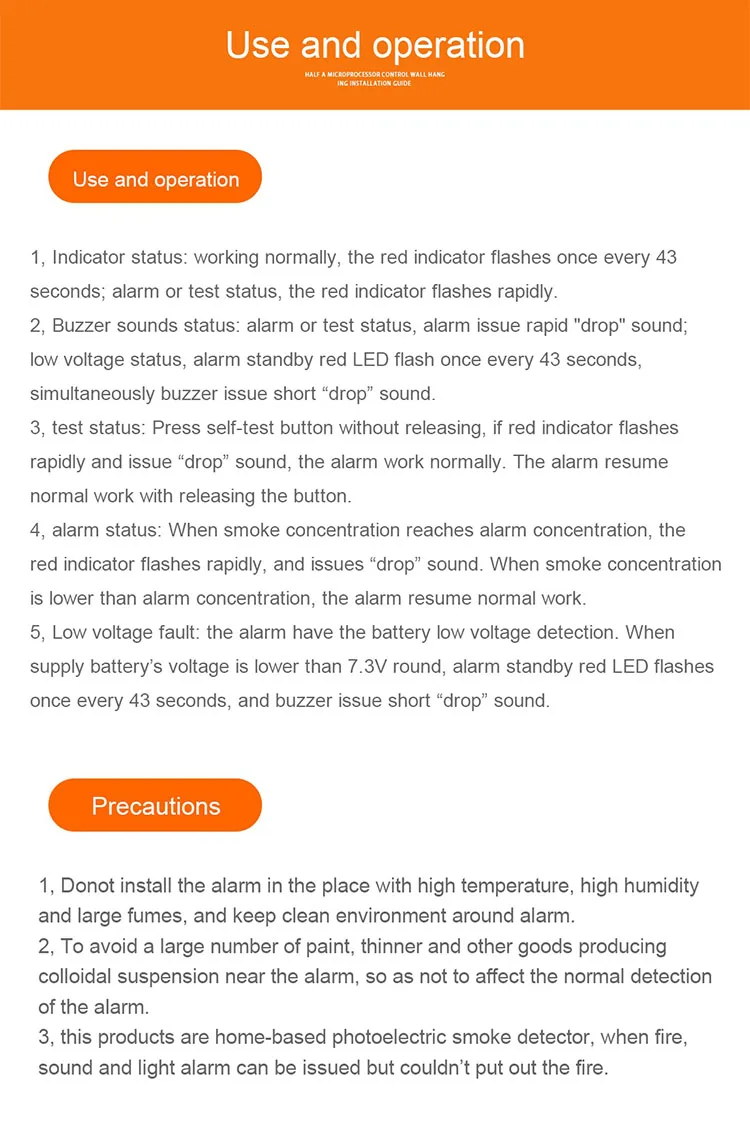 Factory Manufactured High Quality Security Protection Alarm System Stand-Alone Photoelectric Smoke Detector AC623DY(12)