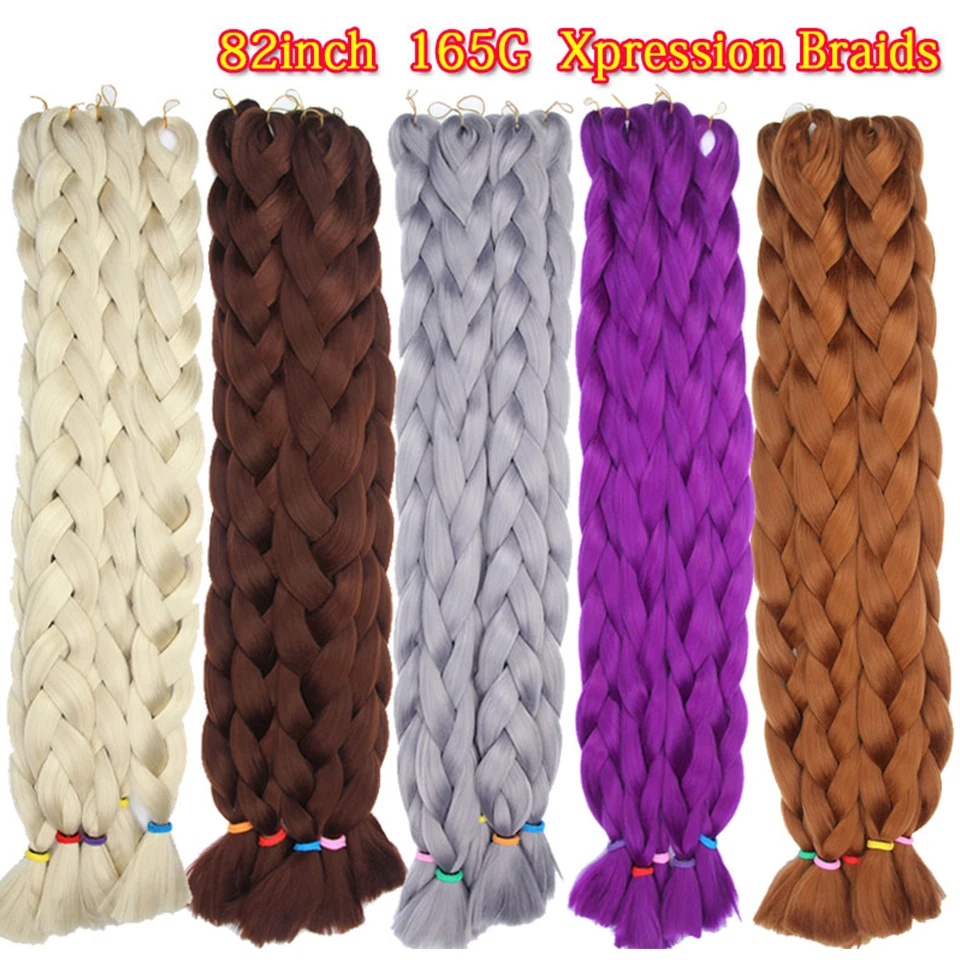82 дюйма синтетические широкие плетение волос для Для женщин 165 г/упак. красные, синие вязаная крючком коса накладные наращивание волос плетением