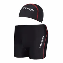 Мужская шапочка для плавания+ шорты комплект водонепроницаемые быстросохнущие дышащие эластичные спортивные трусы на завязках шляпа купальник