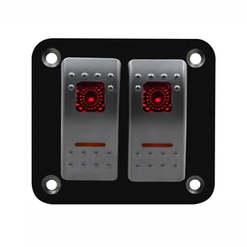 

12V-24V 2 Gang red Rocker Switch Panel Circuit Breaker Boat Marine Waterproof