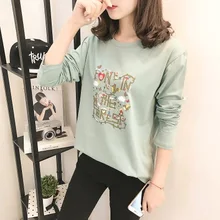 CHUNLI большой размер L XL 2XL 3XL 4XL Женская Весенняя-летняя свободная футболка с длинным рукавом A828