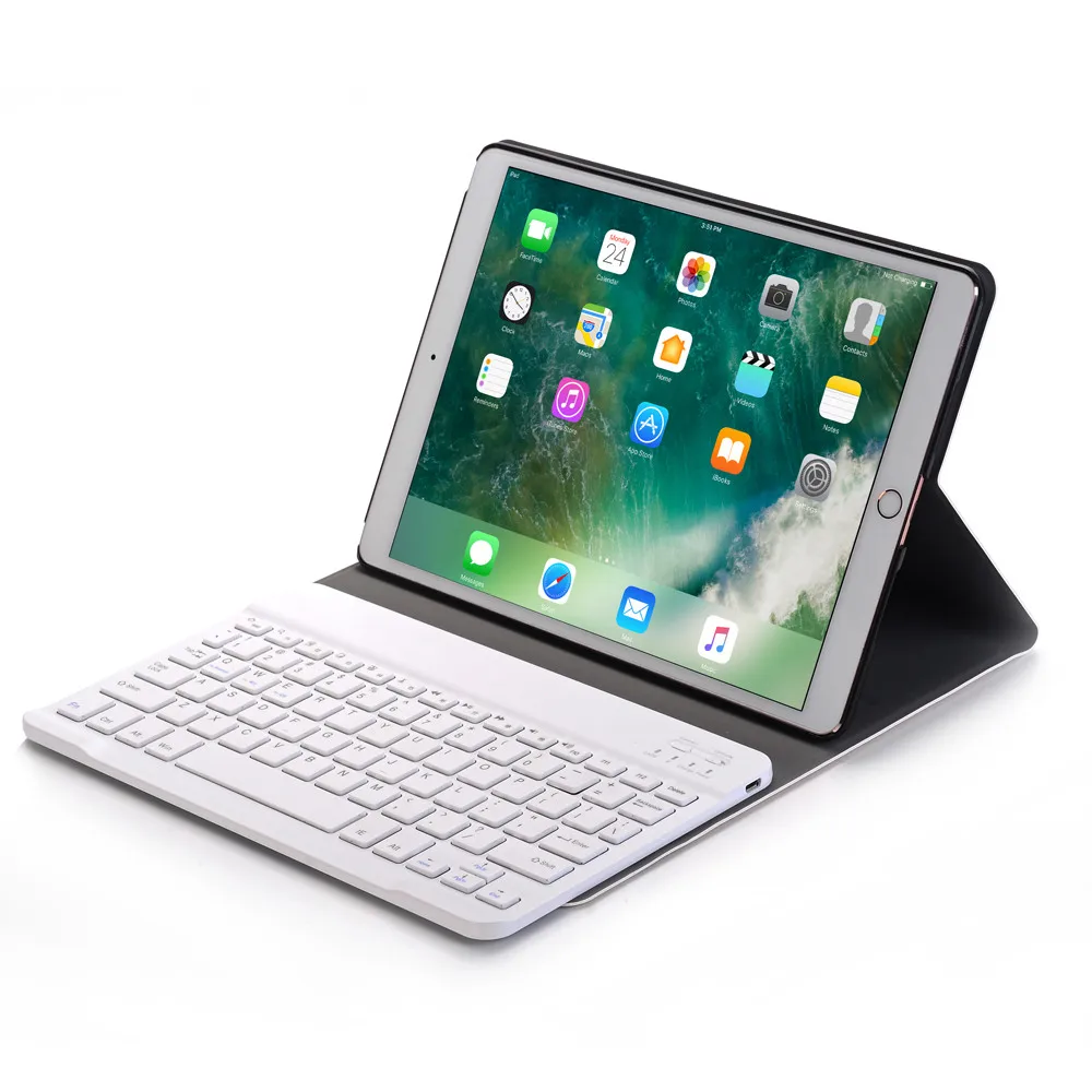For iPad Pro 10.5 Russian/Spanish/Hebrew Keyboard Case,Removable Wireless Bluetooth Keyboard+Ultra Thin Stand Leather Case Cover