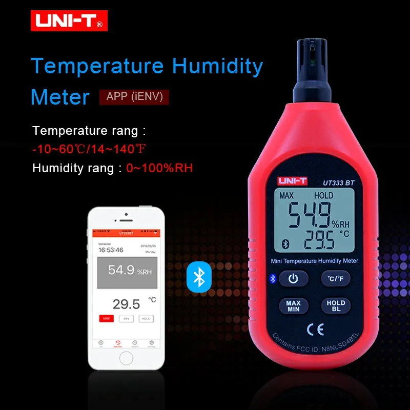 UNI T UT333BT Thermometer Hygrometer Bluetooth Digital LCD Mini