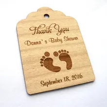 Пользовательские деревянные следы baby shower подарок услуга бирки крещение рождение вечерние сувениры пригласительные карточки этикетки