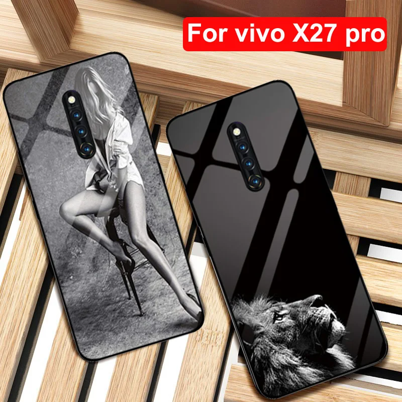 

For vivo X27 Pro case wolf girl Tempered Glass Silicone TPU Frame Glass Hard Cover For vivo X27Pro shell vivoX27Pro phone Cases