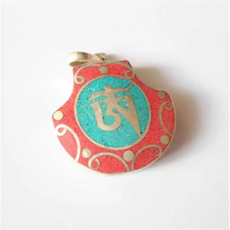 TBP427 Тибетский белый металл медь ОМ амулет кулон|pendant amulet|tibetan om pendantcopper pendant |
