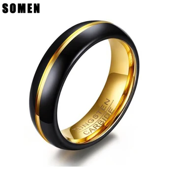 

6mm Gold Line Inner Tungsten Ring For Men Wedding Bands High Polished Engagement Rings Jewelry Gifts anillos hombre