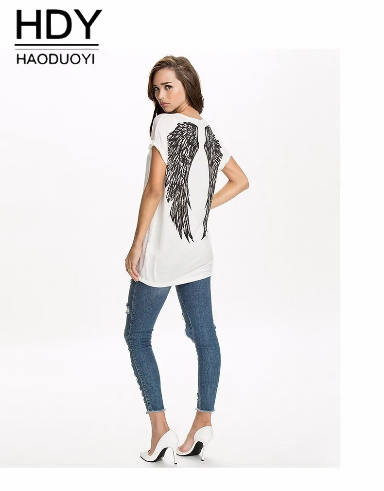 Haoduoyi 2016 Мода Рукавом ropa mujer Одежда feminina майка Женщины Свинг Печати Футболки