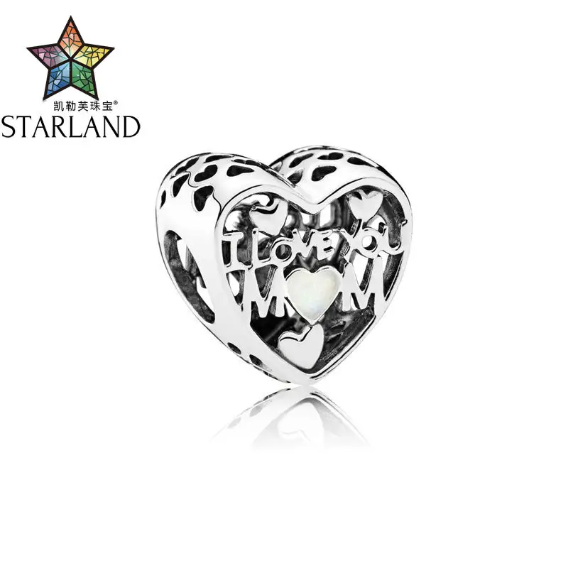 

XINHUI Fine Detail 100% 925 Sterling Silver Europe hot sell Love for Mother Charm, Silver Enamel Charm suit Woman Gift