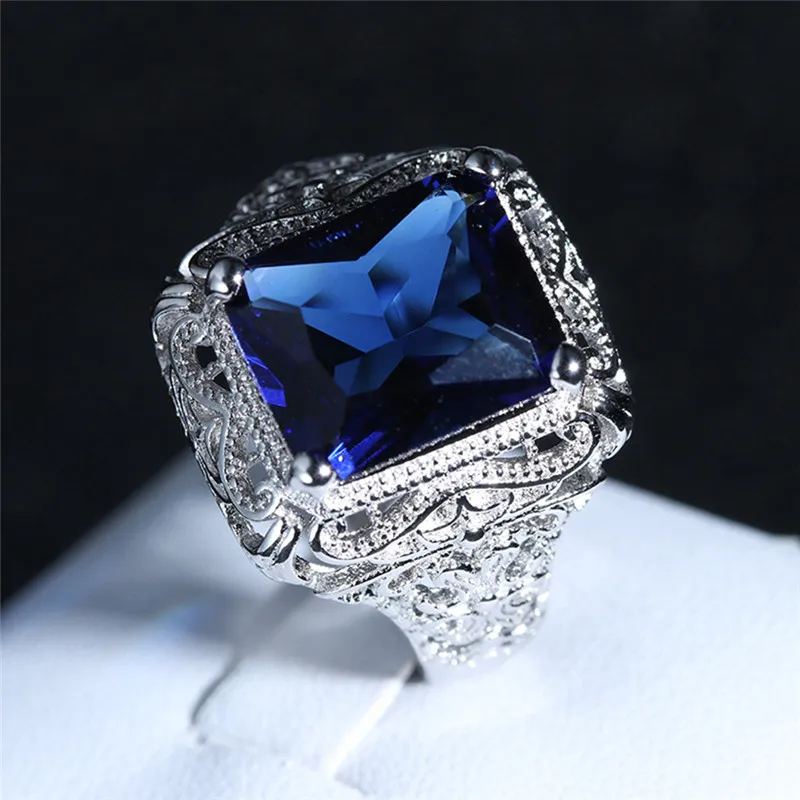 BOAKO, королевское синее кольцо, серебряное, элегантное, синее, с большим камнем, кольцо, ювелирные изделия для женщин, вечерние, свадебные, дизайн, Прямая поставка, X7-M2