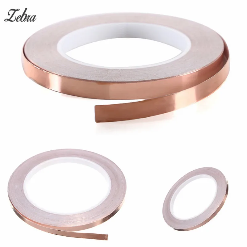 

Zebra 20m X 6mm Adhesive Single Face Electric Conduction Copper Foil Tape EMI Shielding Guitar Slug and Snail Barrier